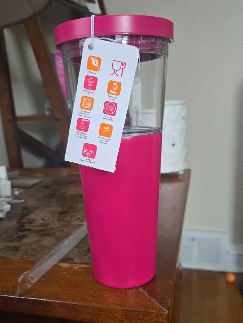Dunkin Pink Double-Wall Travel Tumbler